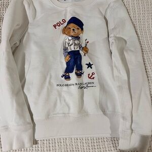 Polo Ralph Lauren White Sweatshirt with Bear Graphic size 12-14 Girls